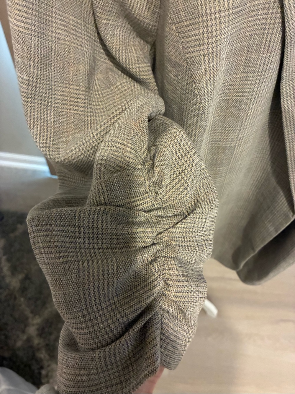 Skies Are Blue Gray Plaid Open-Front Women's Blazer - Picture 2 of 3